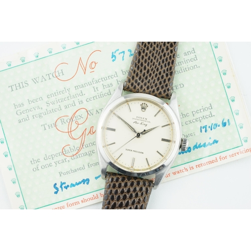 88 - ROLEX OYSTER PERPETUAL AIR-KING SUPER PRECISION W/ BOX & GUARANTEE REF. 5500 CIRCA 1960, circular of... 