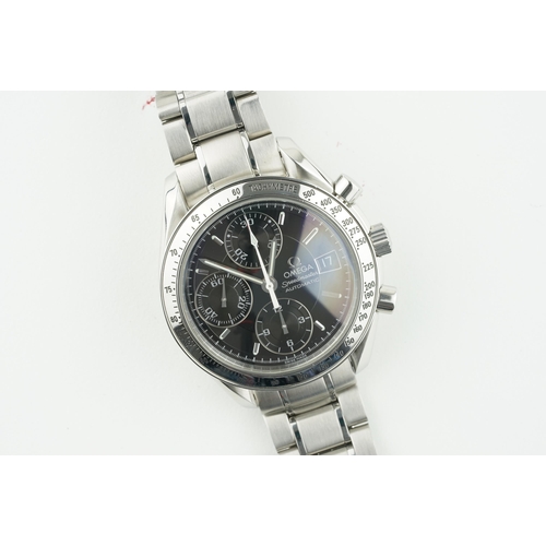 97 - OMEGA SPEEDMASTER DATE AUTOMATIC CHRONOGRAPH W/ GUARANTEE CARD & SWING TAG REF. 3513.50.00, circular... 