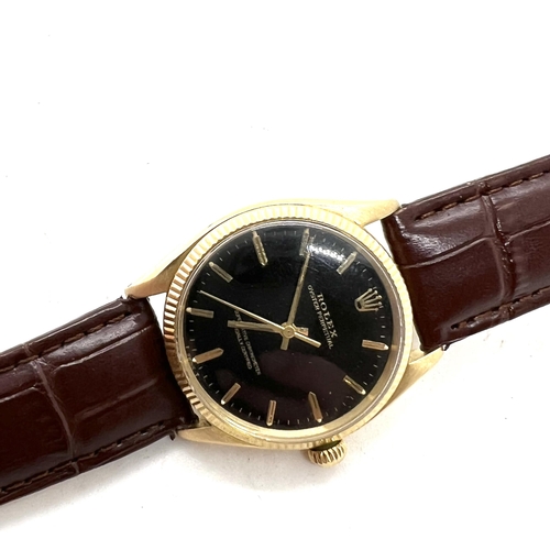 54 - Vintage 1967 18ct gold Rolex oyster perpetual reference 6567 wrist watch . Set in solid 18 carat gol... 