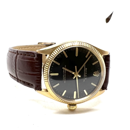 54 - Vintage 1967 18ct gold Rolex oyster perpetual reference 6567 wrist watch . Set in solid 18 carat gol... 