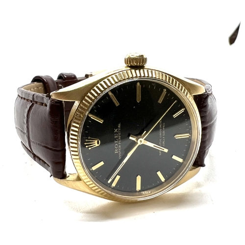 54 - Vintage 1967 18ct gold Rolex oyster perpetual reference 6567 wrist watch . Set in solid 18 carat gol... 