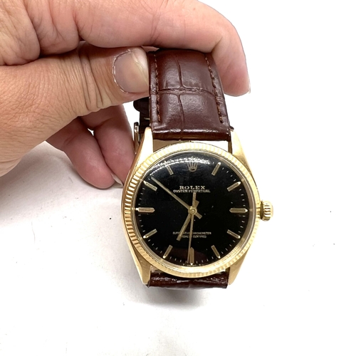 54 - Vintage 1967 18ct gold Rolex oyster perpetual reference 6567 wrist watch . Set in solid 18 carat gol... 