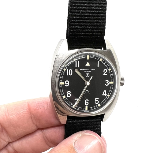 56 - VINTAGE RAF HAMILTON GENEVE MECHANICAL GENTLEMAN'S WRIST WATCH. The head of the wrist watch measures... 