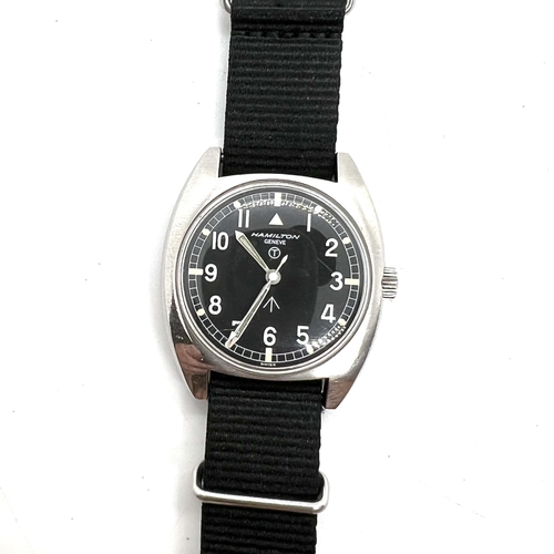 56 - VINTAGE RAF HAMILTON GENEVE MECHANICAL GENTLEMAN'S WRIST WATCH. The head of the wrist watch measures... 