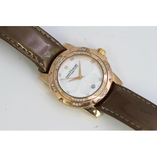 104 - LADIES SAINT HONORE PARIS QUARTZ WRISTWATCH 36MM, Silver and mother of pearl dial with a diamond dot... 