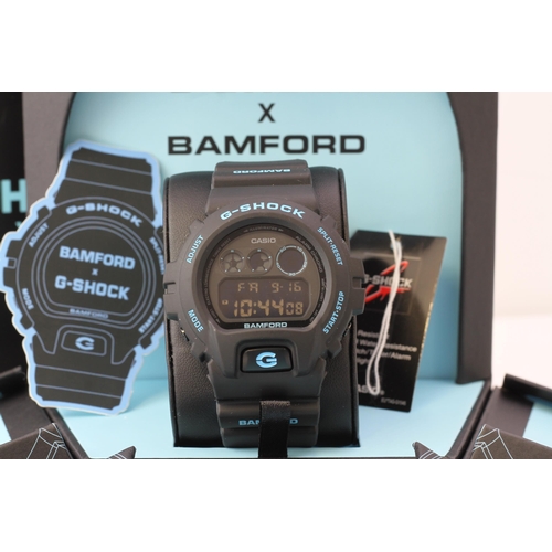 12 - BAMFORD X G-SHOCK DW-6900 LIMITED EDITION, circular black dial, digital display, black and Bamford b... 