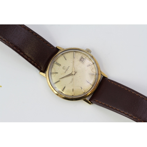 121 - MANUAL WIND OMEGA CIRCA 1967 34MM, Circular champagne dial with baton hour markers and a date window... 