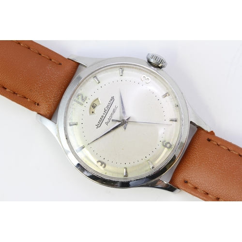 14 - VINTAGE JAEGER LE COULTRE POWERMATIC, circular silver dial with baton and arabic numerals, power res... 