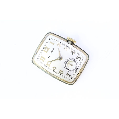 15 - VINTAGE HAMILTON EMERSON CIRCA 1940s 10K FILLED, rectangular silver dial with arabic numeral hour ma... 