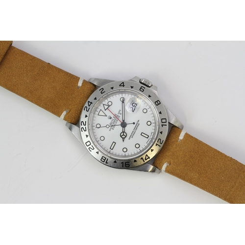 28 - ROLEX EXPLORER II POLAR BOX AND PAPERS 1996 REFERENCE 16570, circular polar white dial with applied ... 