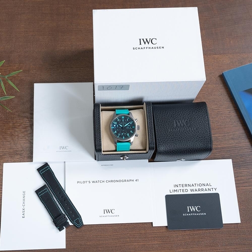 35 - GENTLEMAN'S IWC PILOTS MERCEDES AMG PETRONAS F1, IW388108, AUGUST 2022 BOX & PAPERS, circular matte ... 