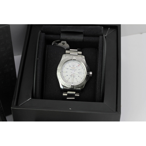 57 - BREITLING COLT AUTOMATIC BOX AND PAPERS 2014 REFERENCE A1738811, circular white dial with baton and ... 