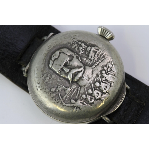 74 - RARE MILITARY J.W BENSON TRENCH WATCH SILVER KITCHENER EMBOSSED , Herbert Kitchener embossed silver ... 