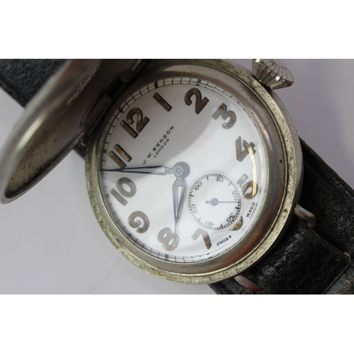 74 - RARE MILITARY J.W BENSON TRENCH WATCH SILVER KITCHENER EMBOSSED , Herbert Kitchener embossed silver ... 