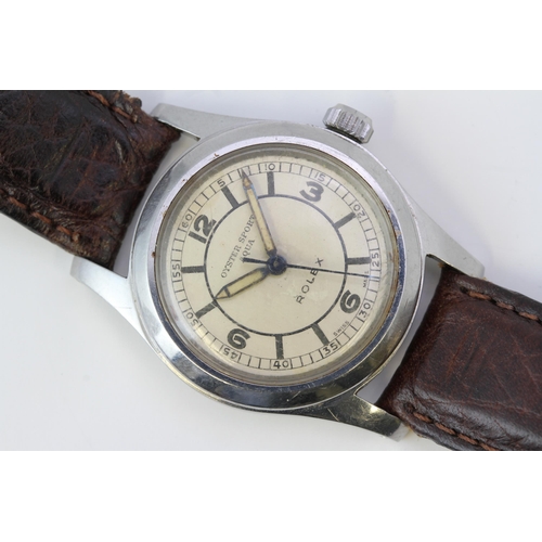 75 - VINTAGE OYSTER WATCH CO SPORT AQUA, circular cream dial with baton and arabic numeral hour markers, ... 