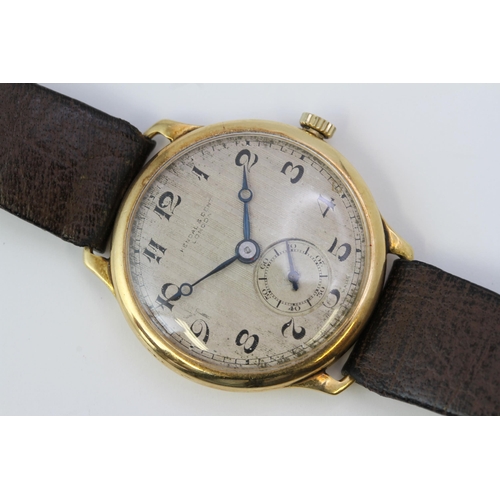 76 - 18CT VINTAGE KENDELL & DENT MANUAL WIND WRISTWATCH, circular deco dial with arabic numeral hour mark... 