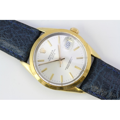 77 - ROLEX OYSTER PERPETUAL DATE REFERENCE 15505 CIRCA 1987, circular sunburst silver dial with baton hou... 