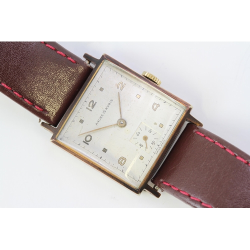 84 - *TO BE SOLD WITHOUT RESERVE* 'ANCRE 15 RUBIS' STERILE DIAL MANUAL WIND WATCH, square silver dial wit... 