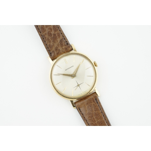 88 - GARRARD 9CT GOLD WRISTWATCH, circular silver dial with stick hour markers and hands, 32mm 9ct gold c... 