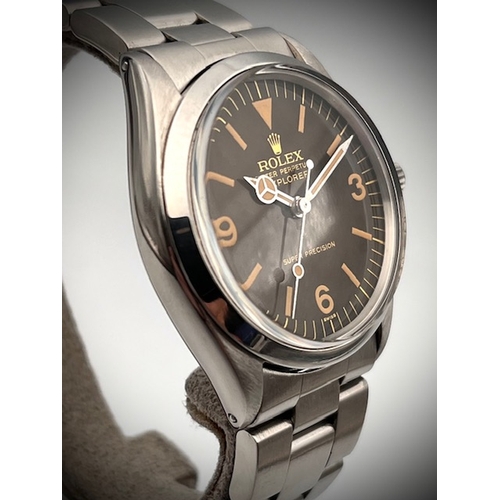 40 - VINTAGE ROLEX EXPLORER 5500 TROPICAL DIAL CIRCA 1963, circular tropical dial with baton and iconic 3... 