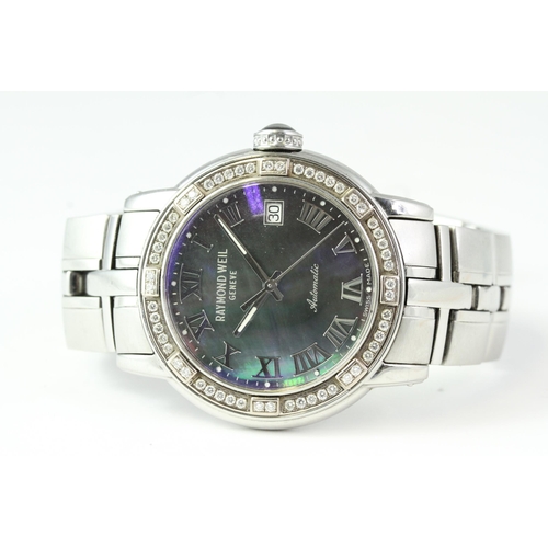 188 - RAYMOND WEIL AUTOMATIC PARSIFAL COLLECTION REFERENCE 2841,  mother of pearl dial, diamond set bezel,... 