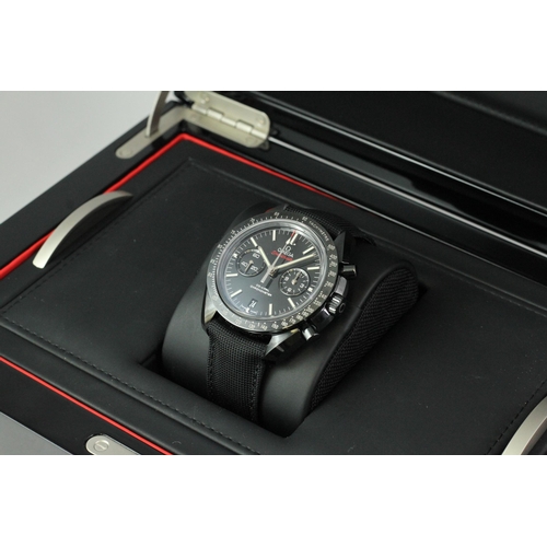 21 - OMEGA SPEEDMASTER MOONWATCH DARK SIDE OF THE BOX AND PAPERS 2015, circular black gloss ceramic dial ... 