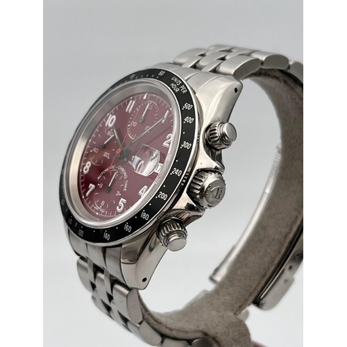 28 - TUDOR CHRONOGRAPH 79260P BOX AND PAPERS 1999, Burgundy dial with Arabic numeral hour markers, with a... 