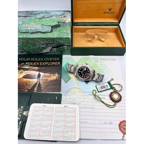 30 - ROLEX EXPLORER 2 16750 BOX AND PAPERS 2004, Black dial with applied baton and dot hour markers, with... 