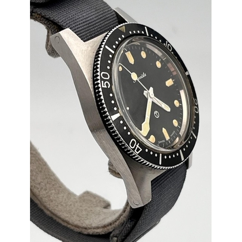 36 - MILLITARY ISSUED PRECISTA 82 AUTOMATIC, Black dial with baton and dot hour markers and tritium mark.... 