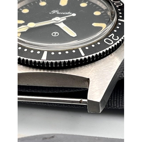 36 - MILLITARY ISSUED PRECISTA 82 AUTOMATIC, Black dial with baton and dot hour markers and tritium mark.... 