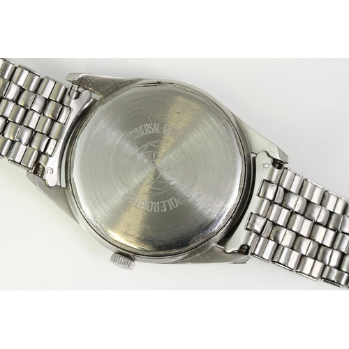 4 - VINTAGE UNIVERSAL GENEVE POLEROUTER CIRCA 1962, circular sunburst silver dial with dot hour markers,... 