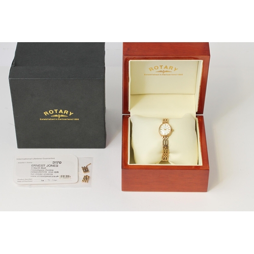 9CT LADIES ROTARY QUARTZ WRISTWATCH WITH BOX AND PAPERS 2014, oval