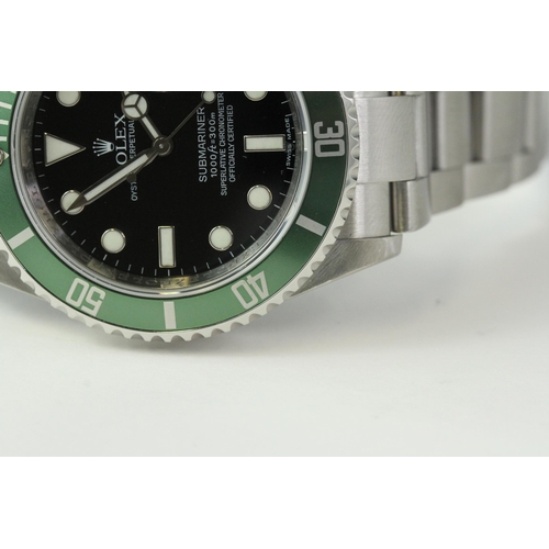 47 - ROLEX SUBMARINER 'KERMIT' 16610LV BOX AND PAPERS 2009, circular black dial with applied hour markers... 