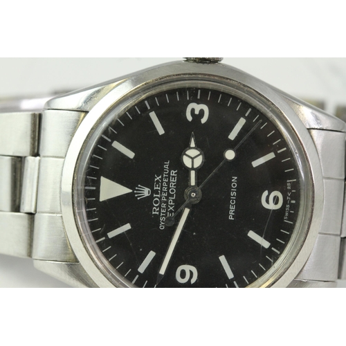 52 - VINTAGE ROLEX EXPLORER REFERENCE 5500 CIRCA 1970, circular black dial with baton and 3, 6 & 9 hour m... 