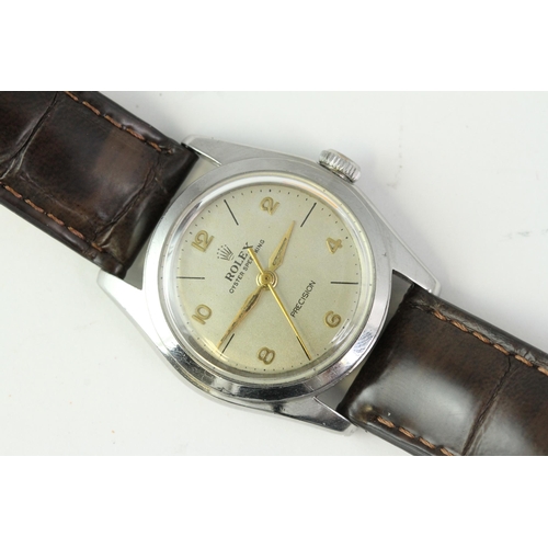 55 - VINTAGE ROLEX OYSTER SPEEDKING 5056 CIRCA 1961, circular silver dial with baton and arabic numeral h... 