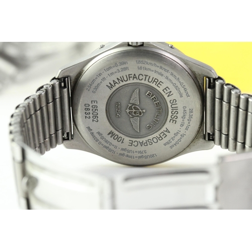 63 - BREITLING AEROSPACE REPETITION MINUTES TITANIUM 1997, circular grey dial with baton and arabic numer... 