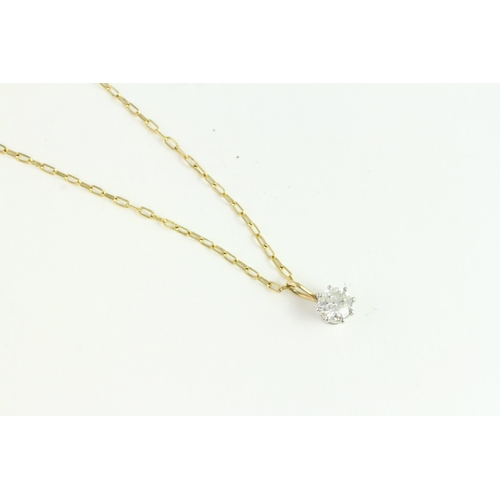 1513 - 18YG Diamond Solitaire Pendant & Chain D0.77