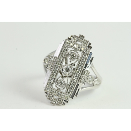 1517 - 14WG Deco-style Tablet Ring (No Weights)