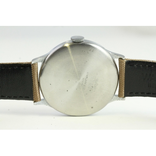 30 - VINTAGE MARVIN MANUAL WIND WRISTWATCH, circular black dial with arabic numeral hour markers, subsidi... 