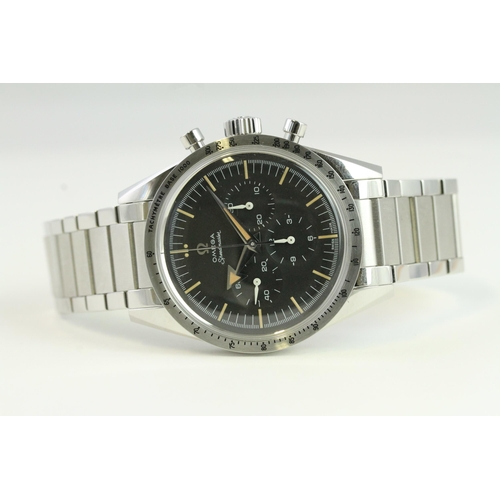 11 - OMEGA SPEEDMASTER '57 60TH ANNIVERSARY LIMITED EDITION 2017, circular black dial with patina baton h... 