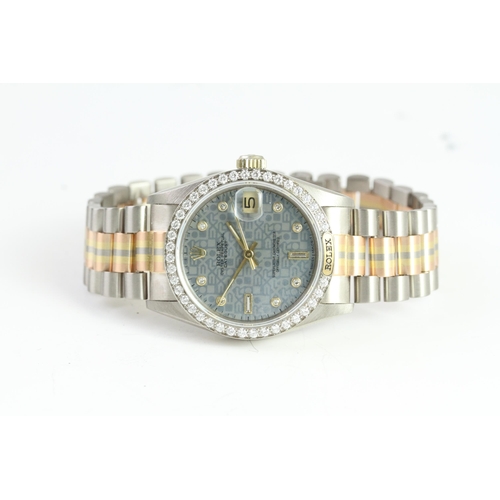 13 - MIDSIZE 18ct ROLEX TRIDORE REFERENCE 68279B,  Blue Jubilee diamond dot dial, Rolex diamond bezel wit... 