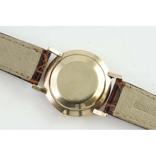 15 - 9ct OMEGA DRESS WATCH, cream dial, gold baton hour markers, 34mm 9ct case, manual wind Omega movemen... 