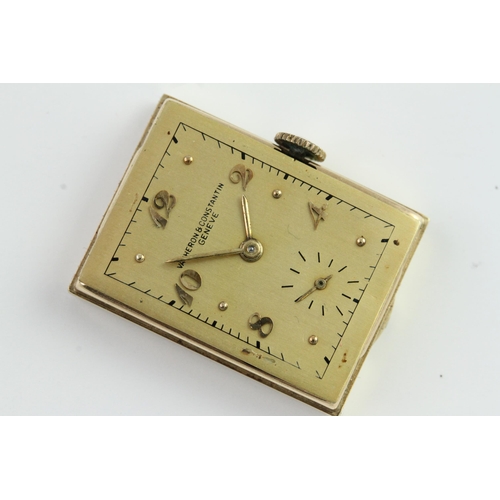 2 - VINTAGE VACHERON & CONSTANTIN 14CT DRESS WATCH CIRCA 1949, champagne rectangular dial with Arabic nu... 