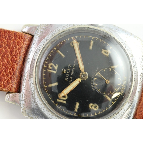 3 - RARE VINTAGE ROLEX SPEED KING GILT DIAL REFERENCE 2081 CIRCA 1939, circular black dial, subsidiary s... 