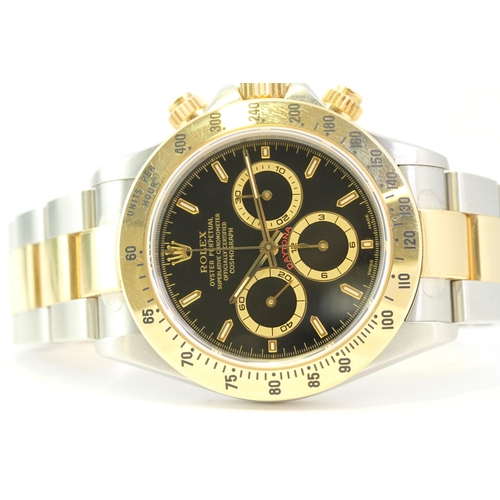 37 - ROLEX 'ZENITH' DAYTONA REFERENCE 16523 WITH ROLEX SERVICE CIRCA 1999, circular gloss black dial with... 