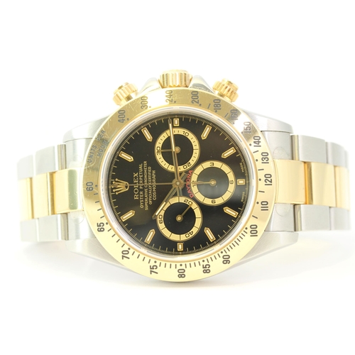 37 - ROLEX 'ZENITH' DAYTONA REFERENCE 16523 WITH ROLEX SERVICE CIRCA 1999, circular gloss black dial with... 