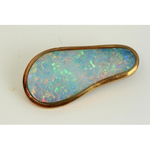 1103 - Fine large natural 14ct gold boulder opal brooch , marked 14k as well as a full hallmark by the make... 