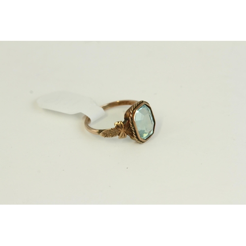 1116 - Antique 9ct gold and blue stone ring. Marked 9ct. Measures uk size H . The head of the ring measures... 