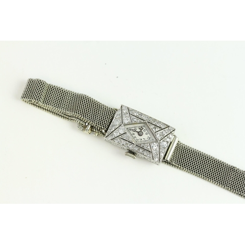 1524 - Platinum & Diamond Watch with Mesh Strap (N/R)