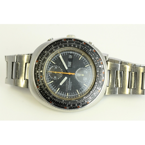 67 - VINTAGE SEIKO CHRONOGRAPH 'CALCULATOR' AUTOMATIC REFERENCE 6138-7000, circular black dial with baton... 